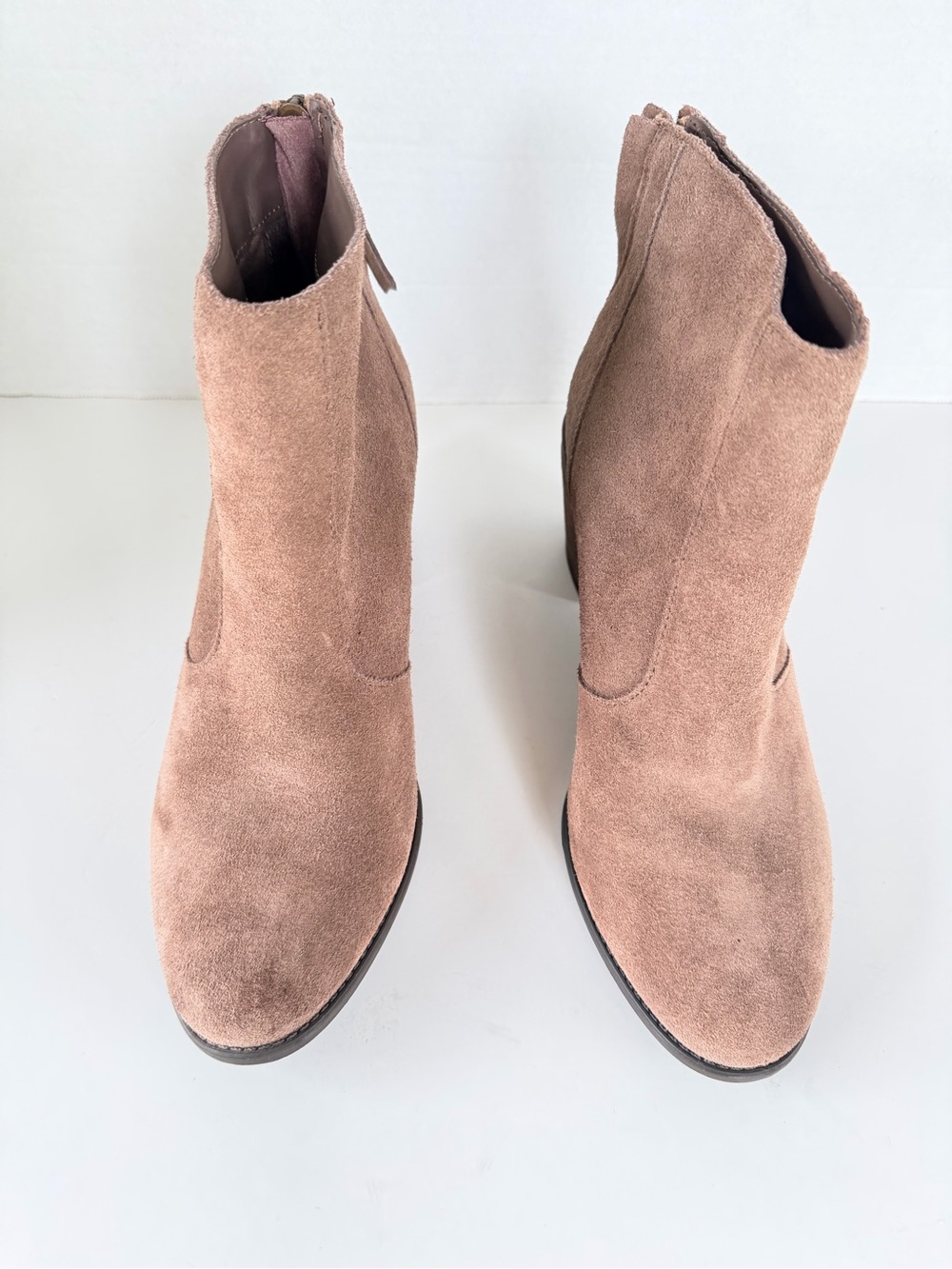 Crown Vintage Suede Ankle Boots in Blush Taupe